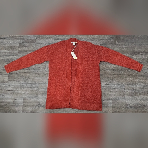 C&C California Cozy Orange Open-Front Cardigan - Picture 1 of 3